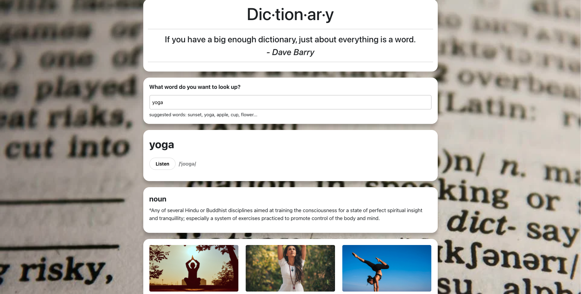 React Dictionary App